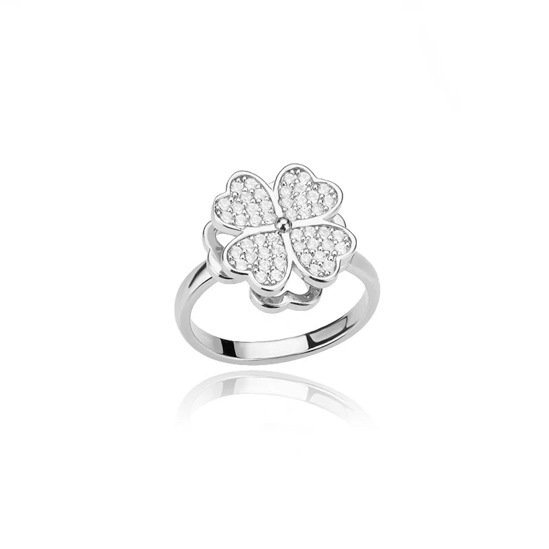 Women's Spinner Ring Luxury Four Clover Flower Rings