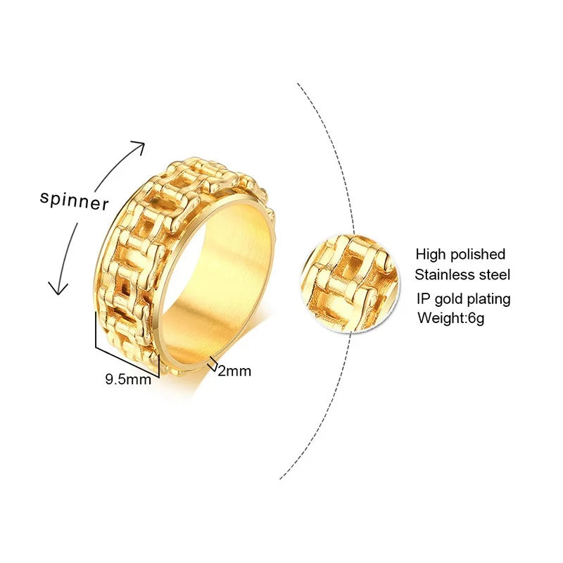 Men Fidgets Rings Stainless Steel Anti Stress Ring
