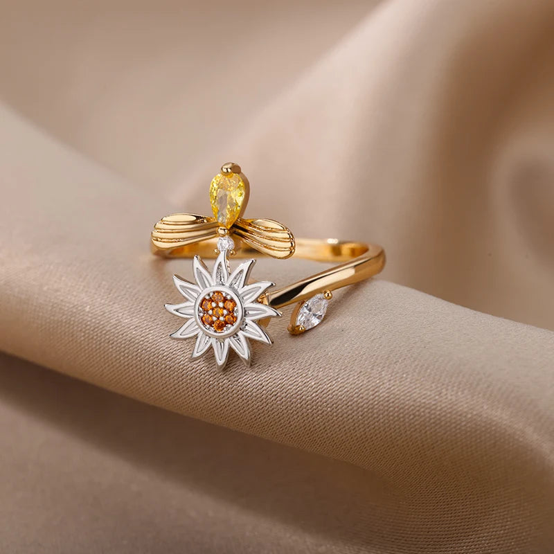 Women's Spinner Ring Luxury Four Clover Flower Rings