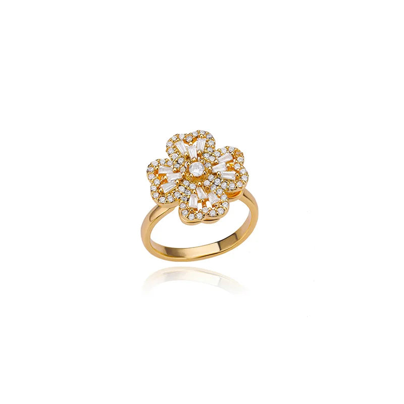Women's Spinner Ring Luxury Four Clover Flower Rings