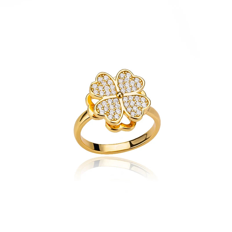 Women's Spinner Ring Luxury Four Clover Flower Rings