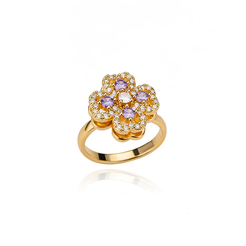 Women's Spinner Ring Luxury Four Clover Flower Rings