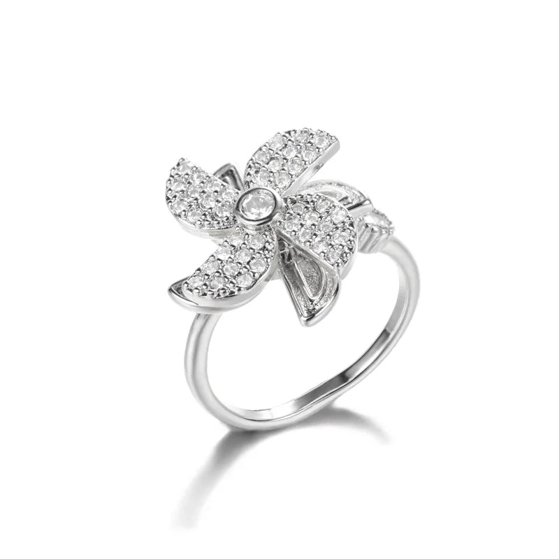 Women's Spinner Ring Luxury Four Clover Flower Rings