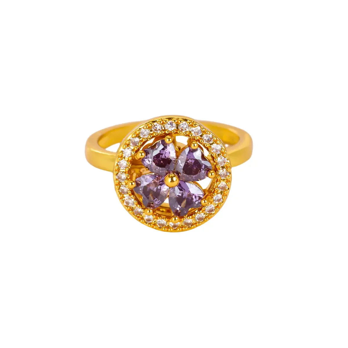 Women's Spinner Ring Luxury Four Clover Flower Rings