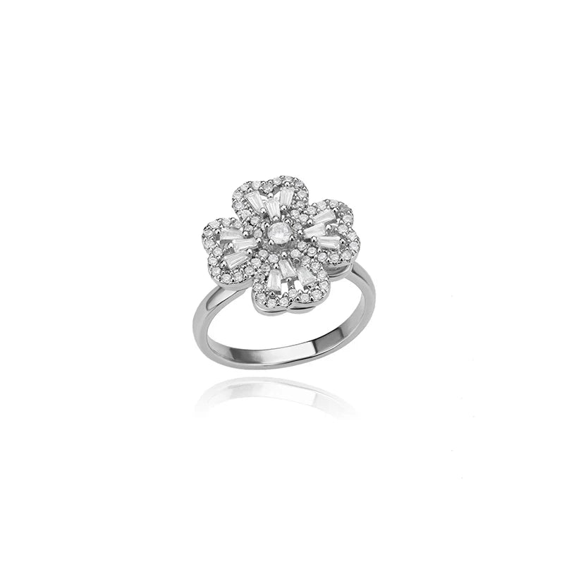 Women's Spinner Ring Luxury Four Clover Flower Rings