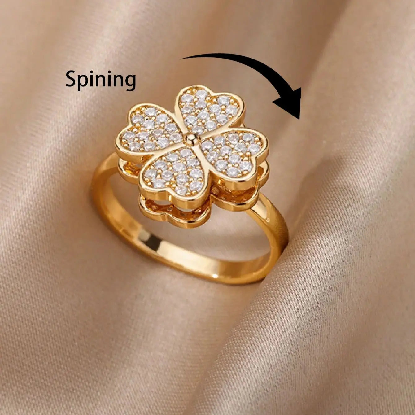 Women's Spinner Ring Luxury Four Clover Flower Rings