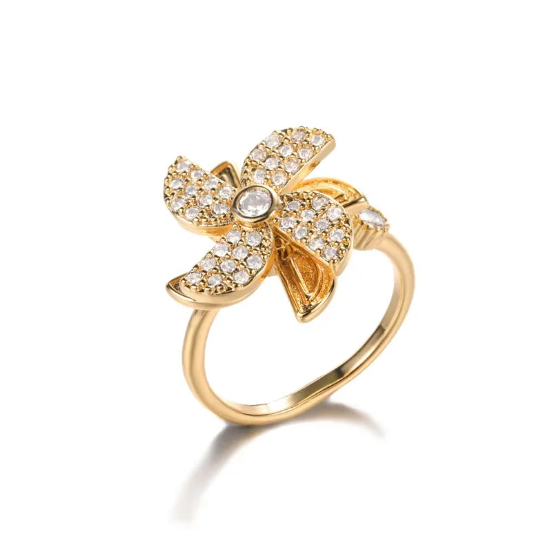 Women's Spinner Ring Luxury Four Clover Flower Rings