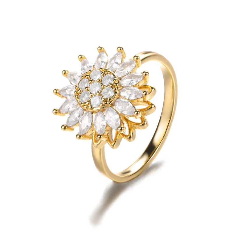Women's Spinner Ring Luxury Four Clover Flower Rings